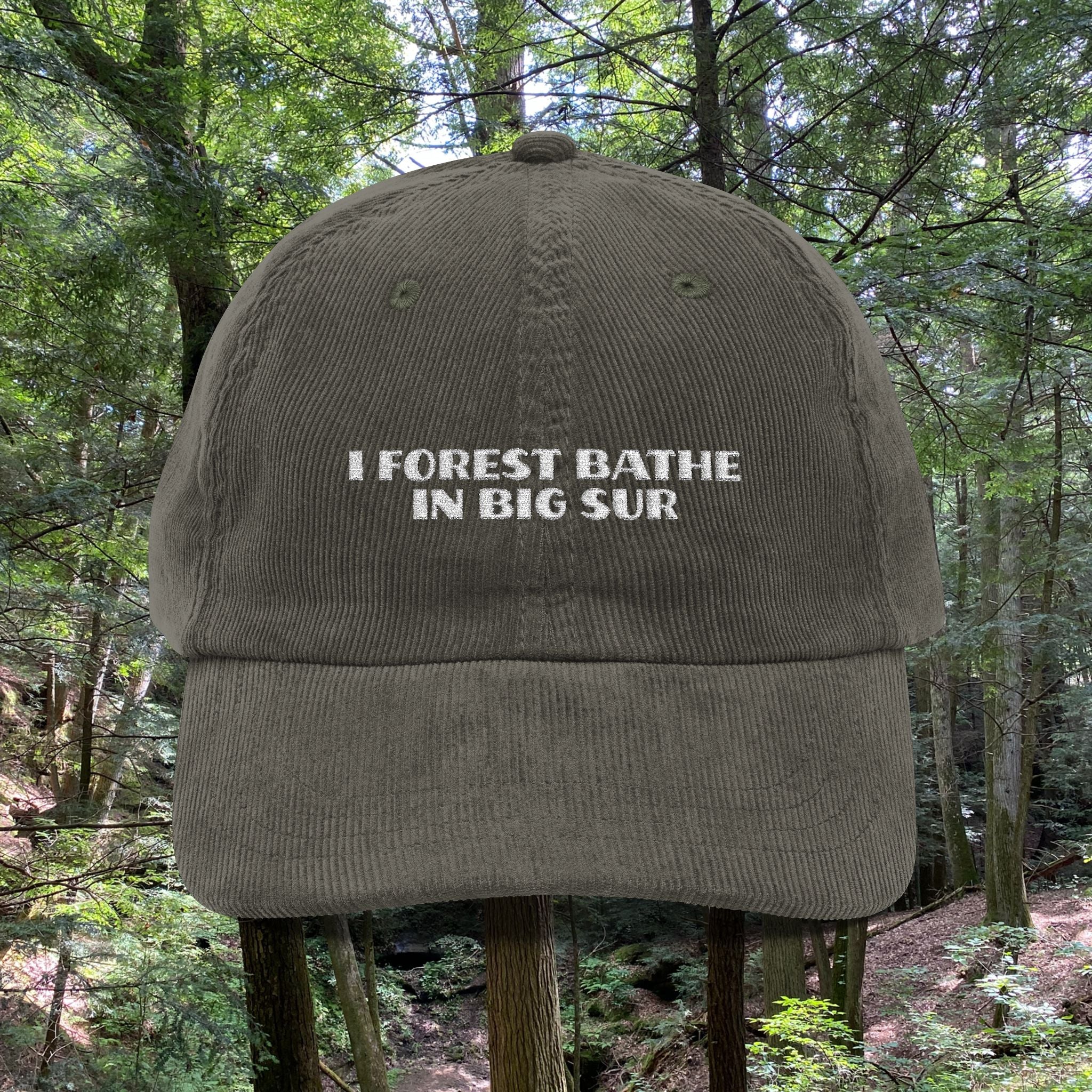 Big Sur | Corduroy Embroidered Hat | "I Forest Bathe in Big Sur"