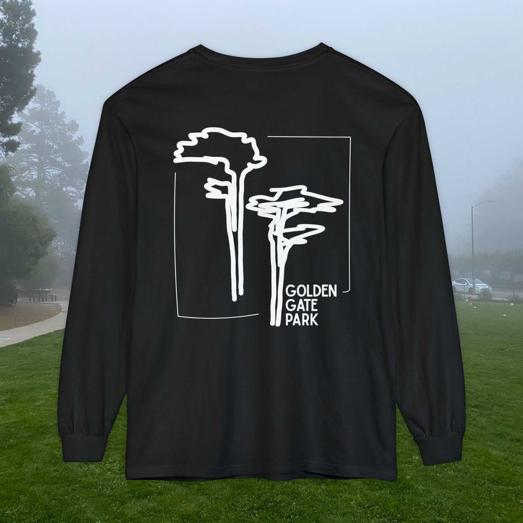 Golden Gate Park | Unisex Adult Cotton Long Sleeve T-Shirt | Cypress Trees