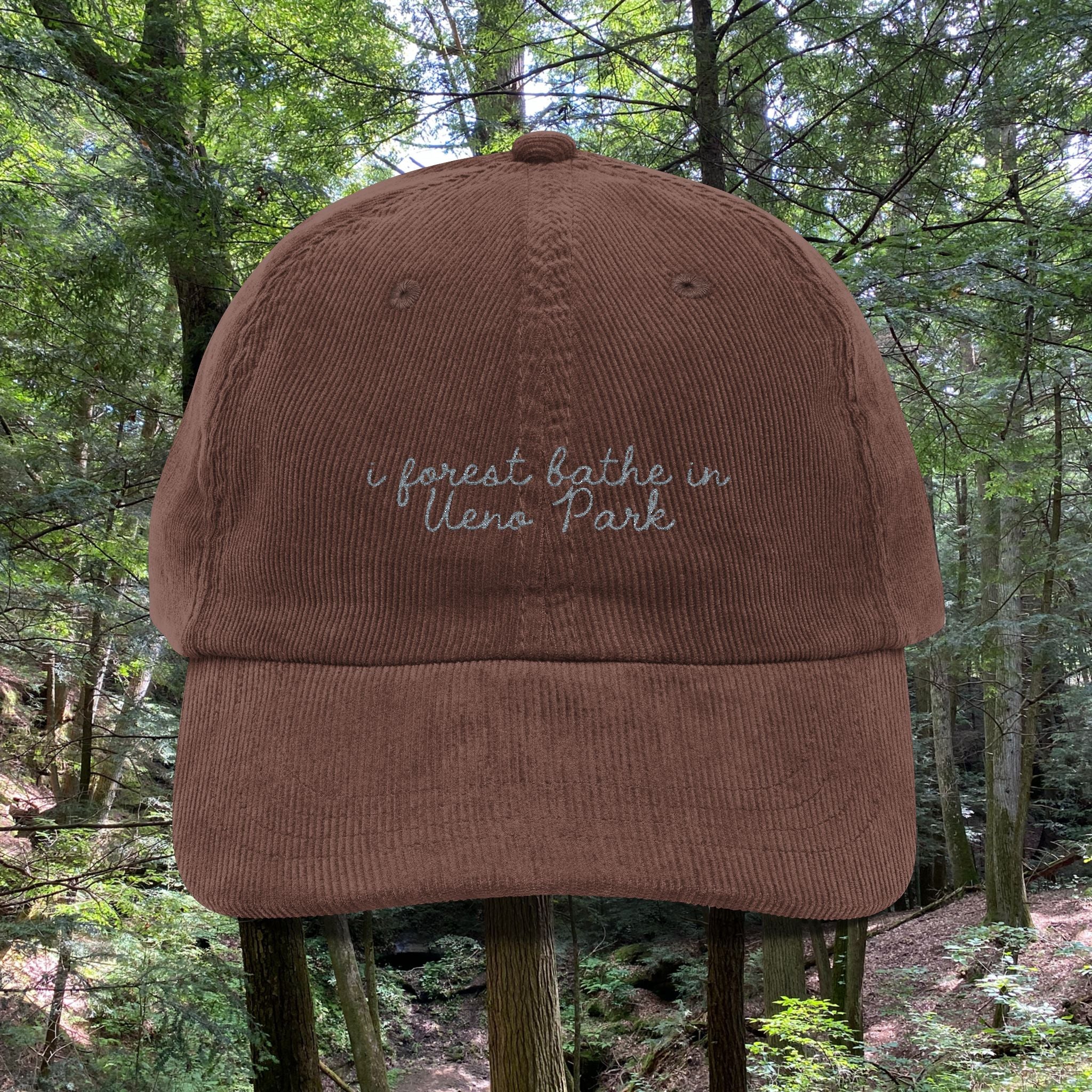 Ueno Park, Tokyo, Japan | Corduroy Embroidered Hat |  Forest Bather
