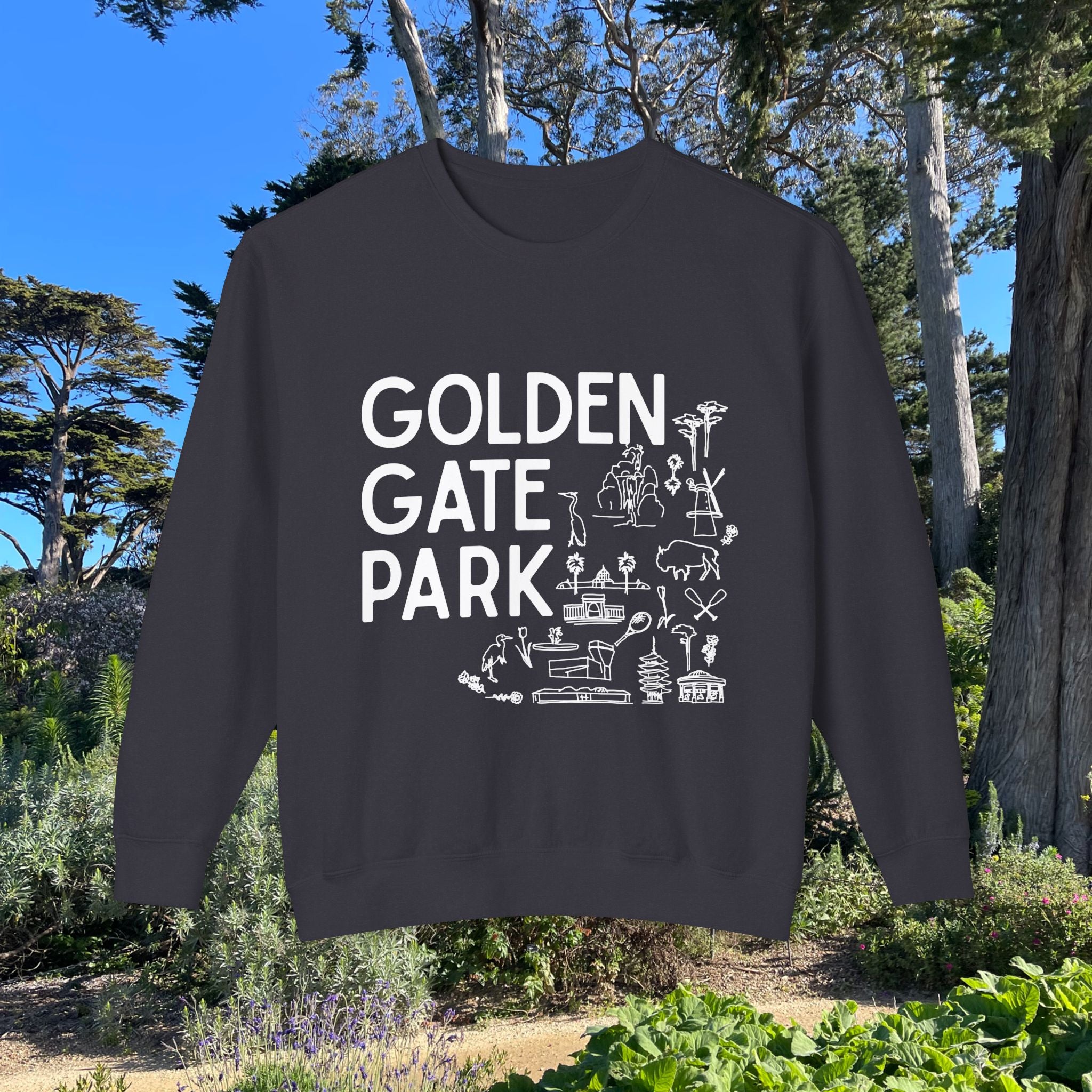 Golden Gate Park | Adult Unisex Crewneck Sweatshirt | A bit of Sketching on the Front