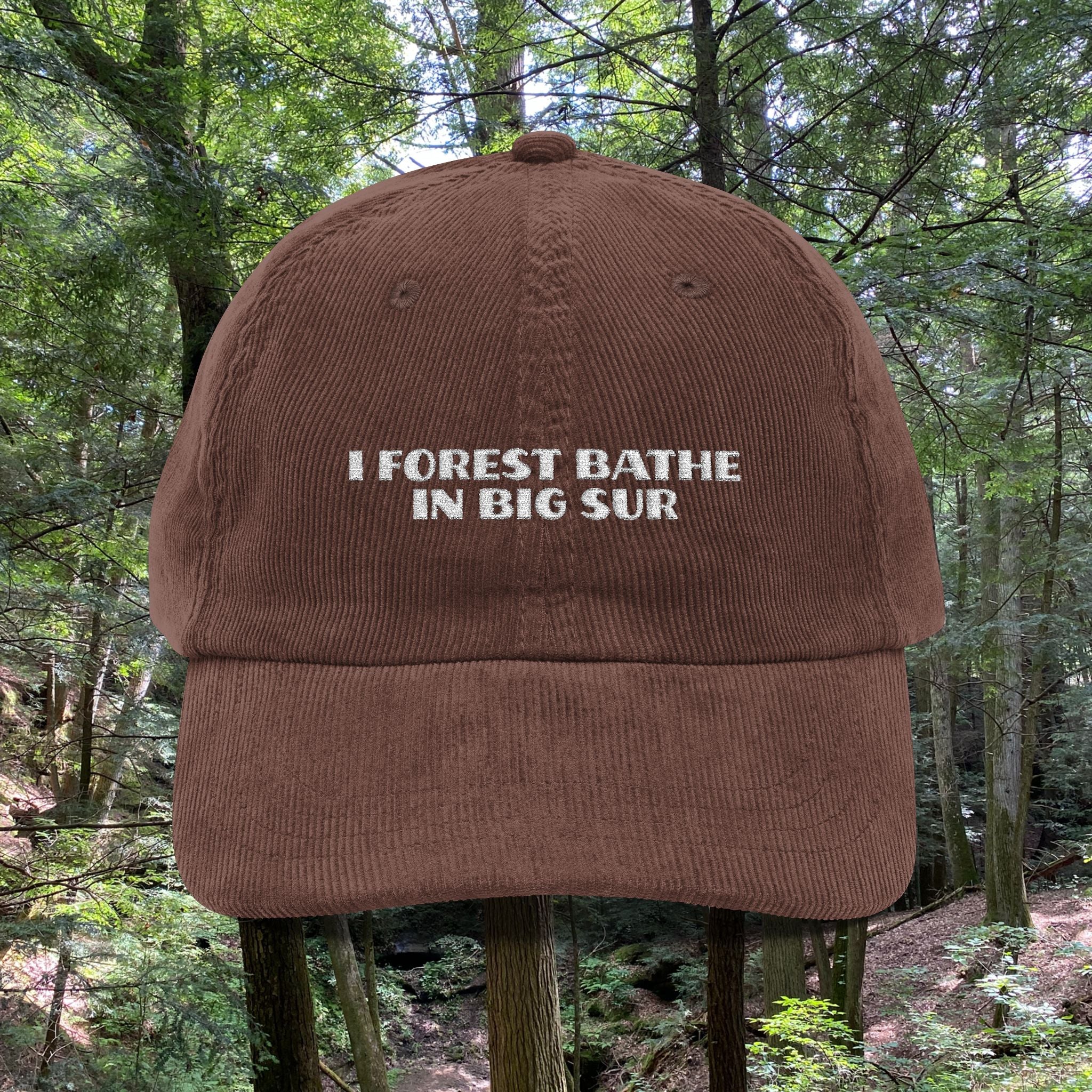 Big Sur | Corduroy Embroidered Hat | "I Forest Bathe in Big Sur"