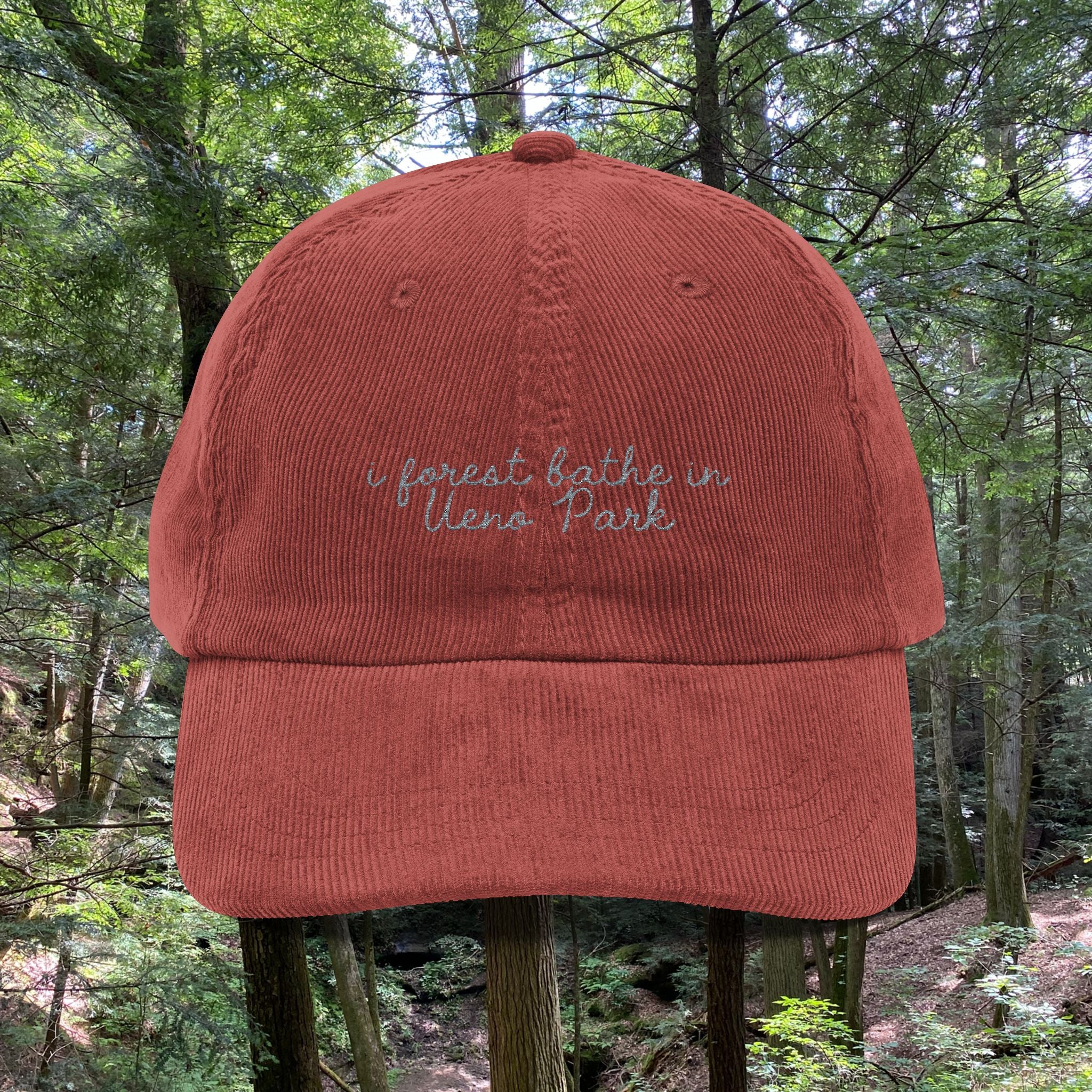 Ueno Park, Tokyo, Japan | Corduroy Embroidered Hat |  Forest Bather
