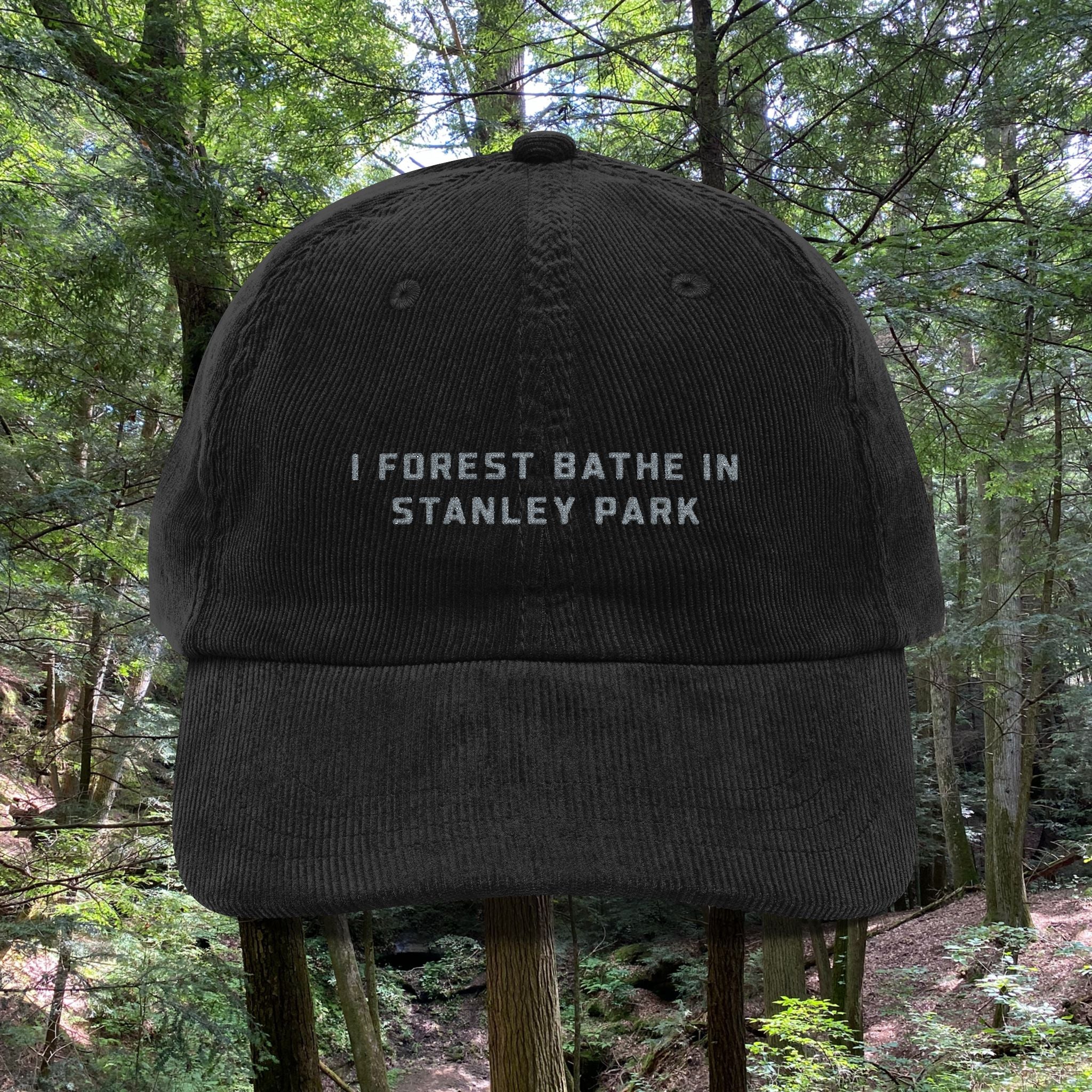 Stanley Park, Vancouver, Canada | Corduroy Embroidered Hat |  Forest Bather