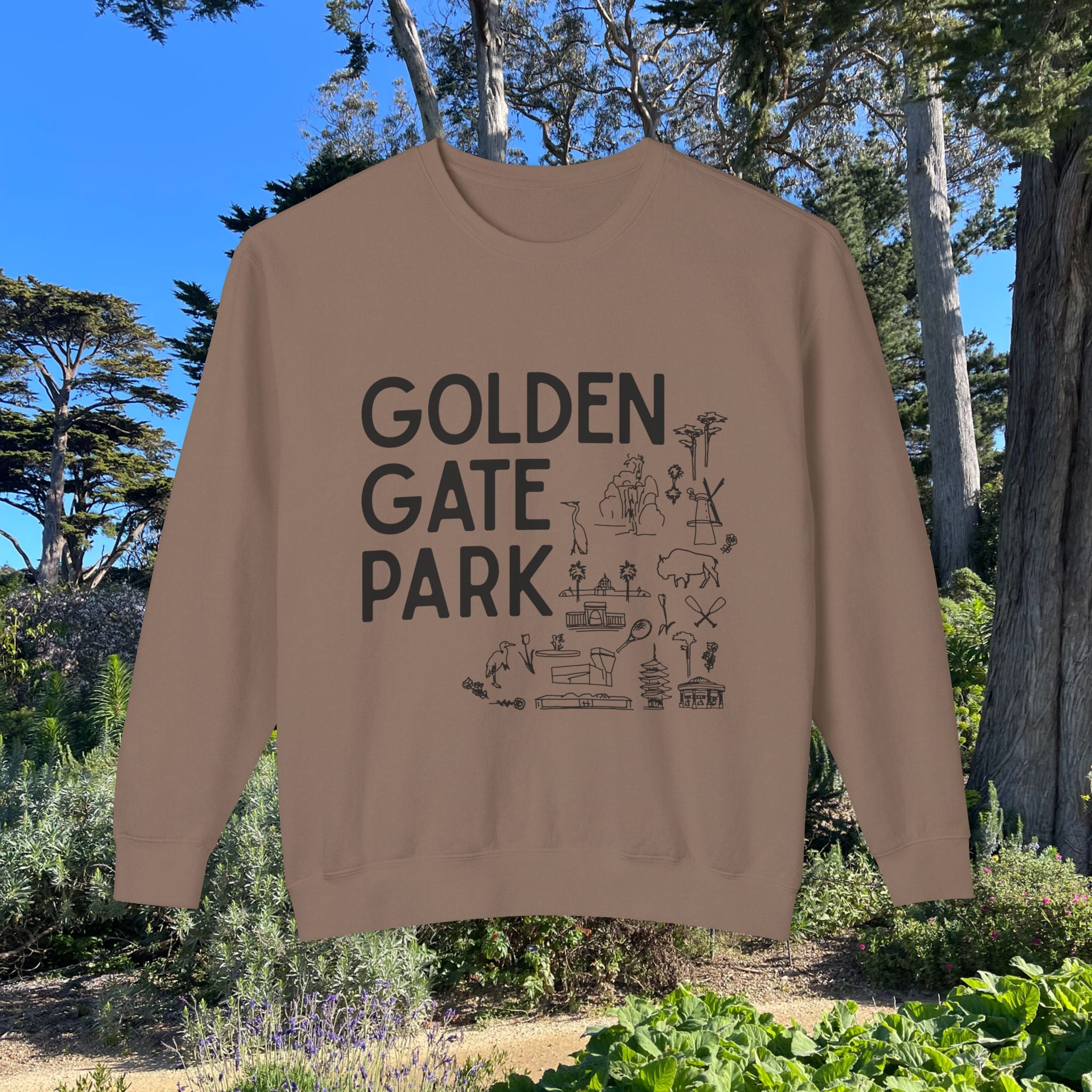 Golden Gate Park | Adult Unisex Crewneck Sweatshirt | A bit of Sketching on the Front