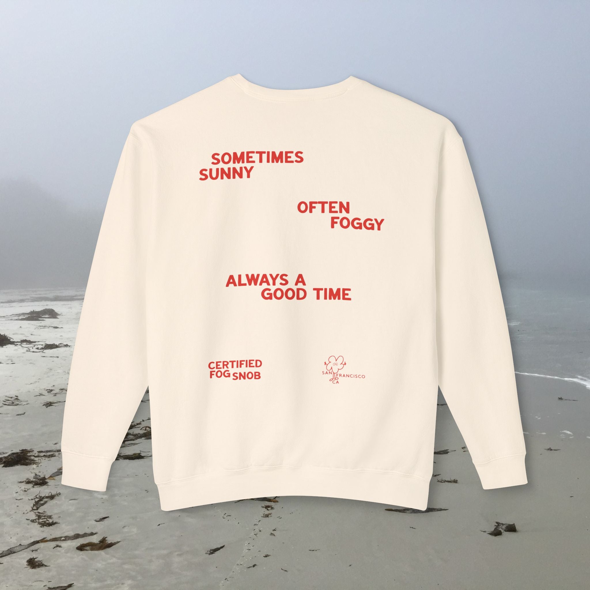 The Sunset | Unisex Adult Cotton Crewneck Sweatshirt | Sometimes Sunny, Often Foggy