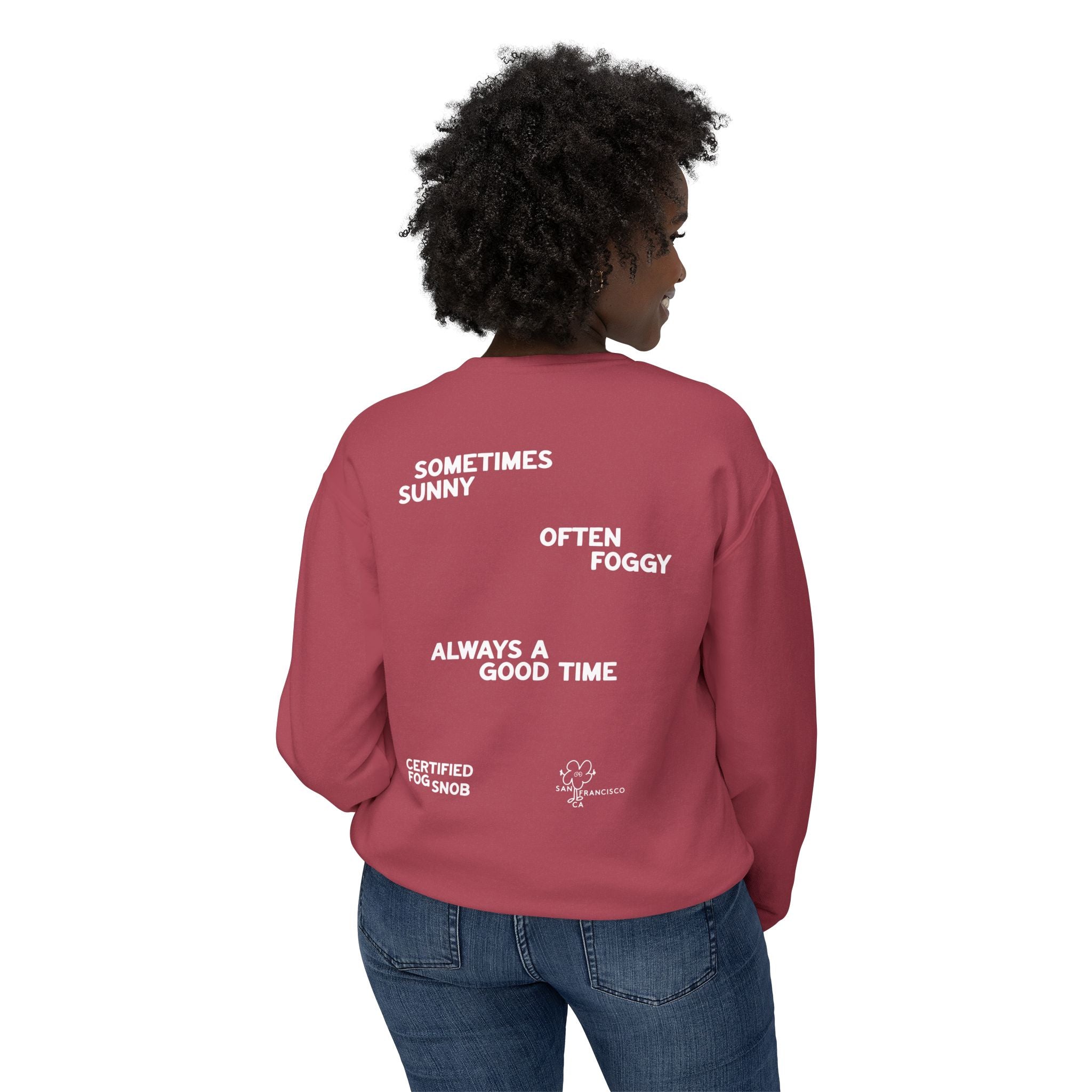The Sunset | Unisex Adult Cotton Crewneck Sweatshirt | Sometimes Sunny, Often Foggy